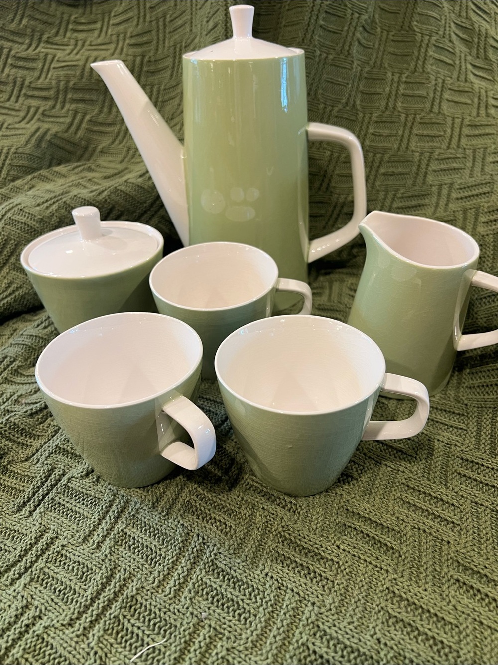 Vintage Mikasa Avocado Green 6-Piece Coffee/Tea Set-Japan